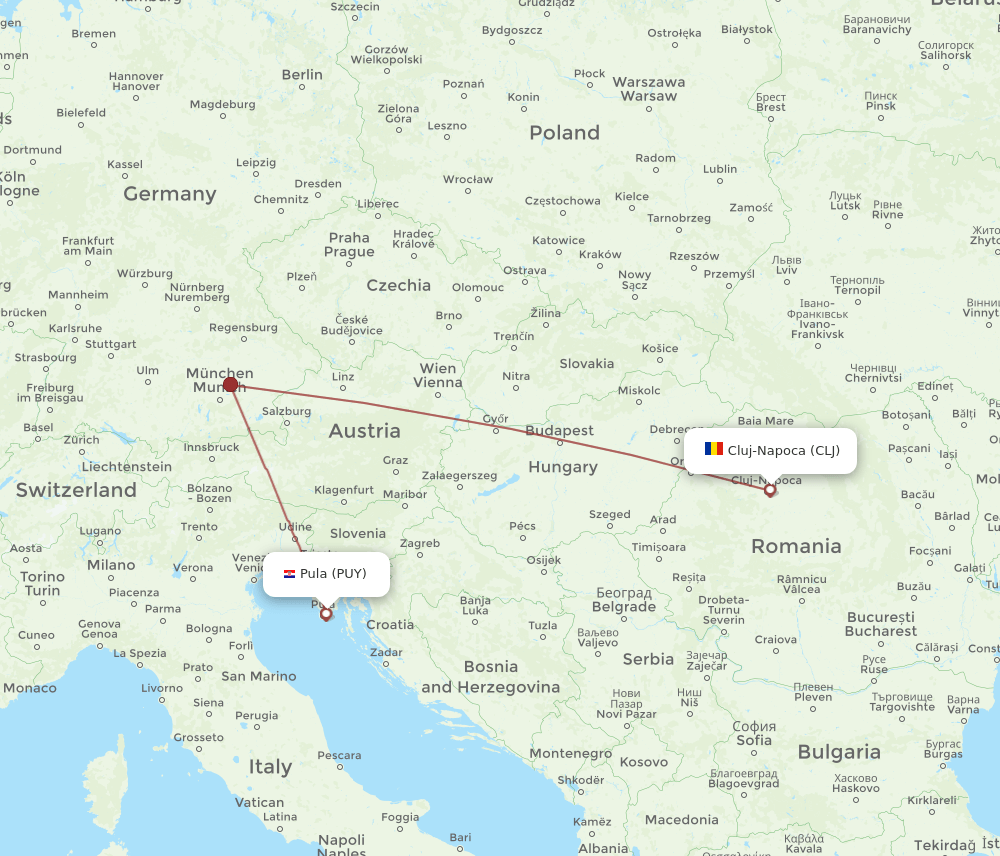 CLJ-PUY flight routes