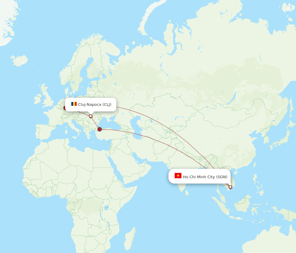 CLJ to SGN flights and routes map