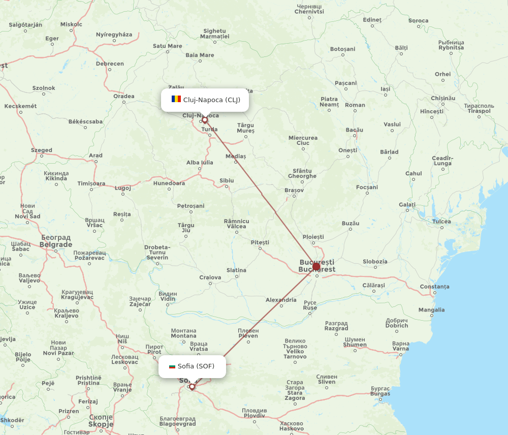 CLJ-SOF flight routes