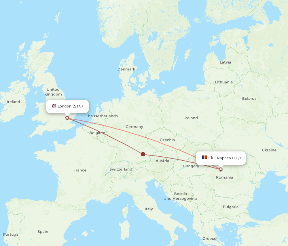 CLJ to STN flights and routes map