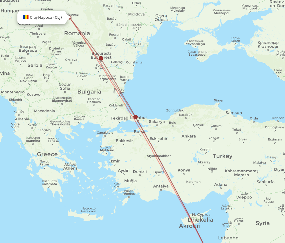 CLJ to TLV flights and routes map