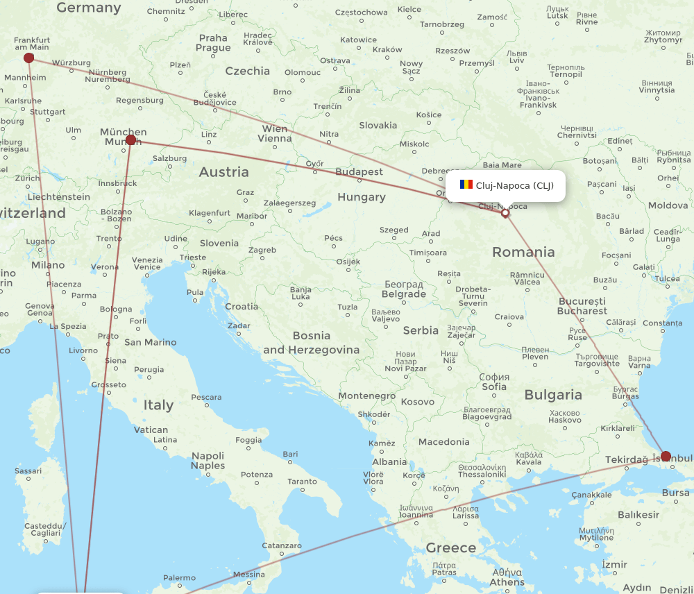 CLJ to TUN flights and routes map