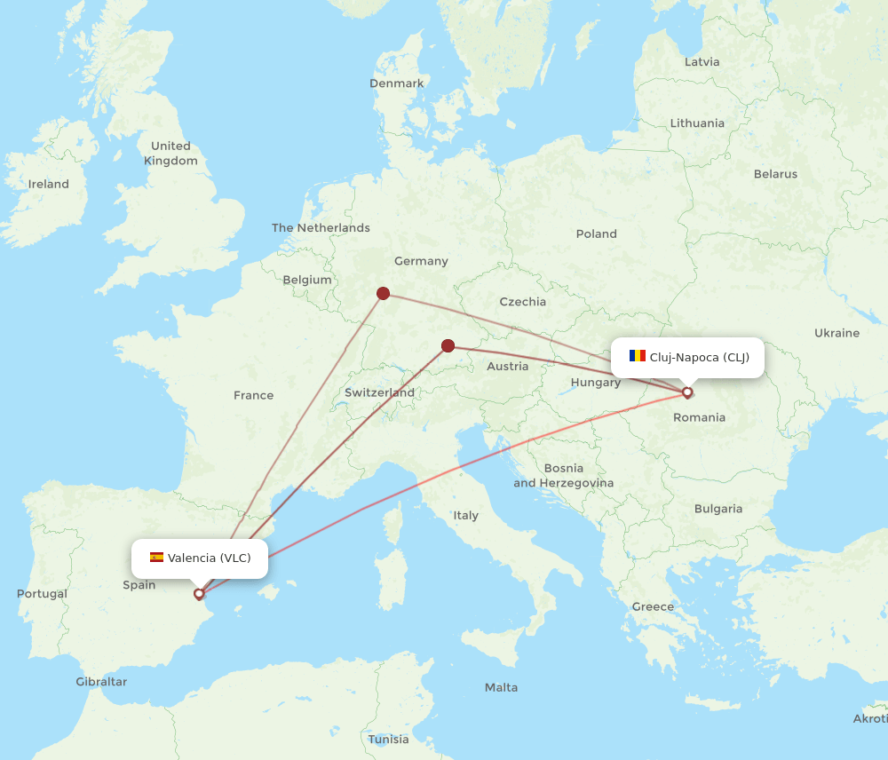 CLJ-VLC flight routes