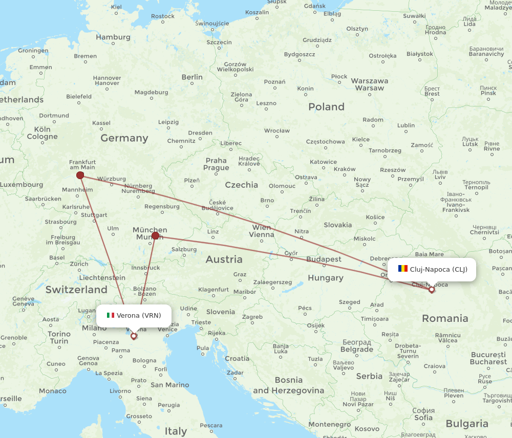 CLJ to VRN flights and routes map