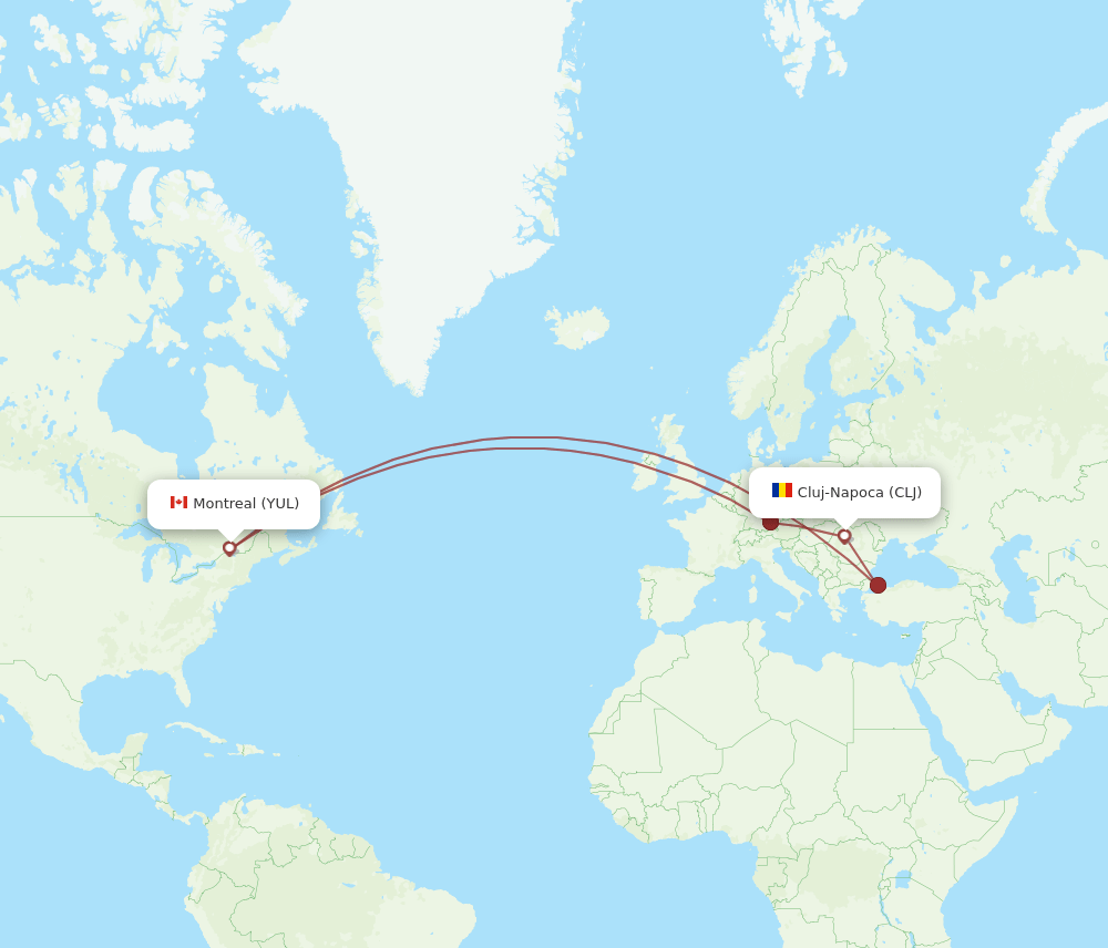 CLJ-YUL flight routes