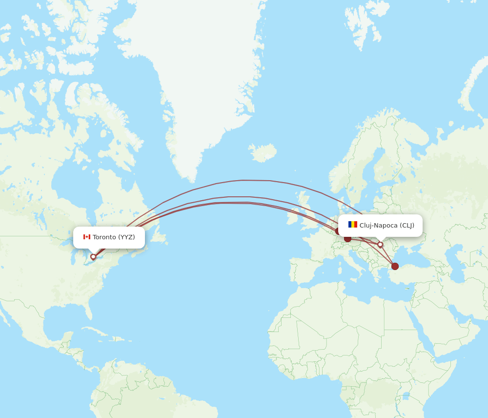 CLJ-YYZ flight routes