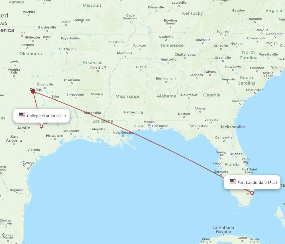 CLL-FLL flight routes