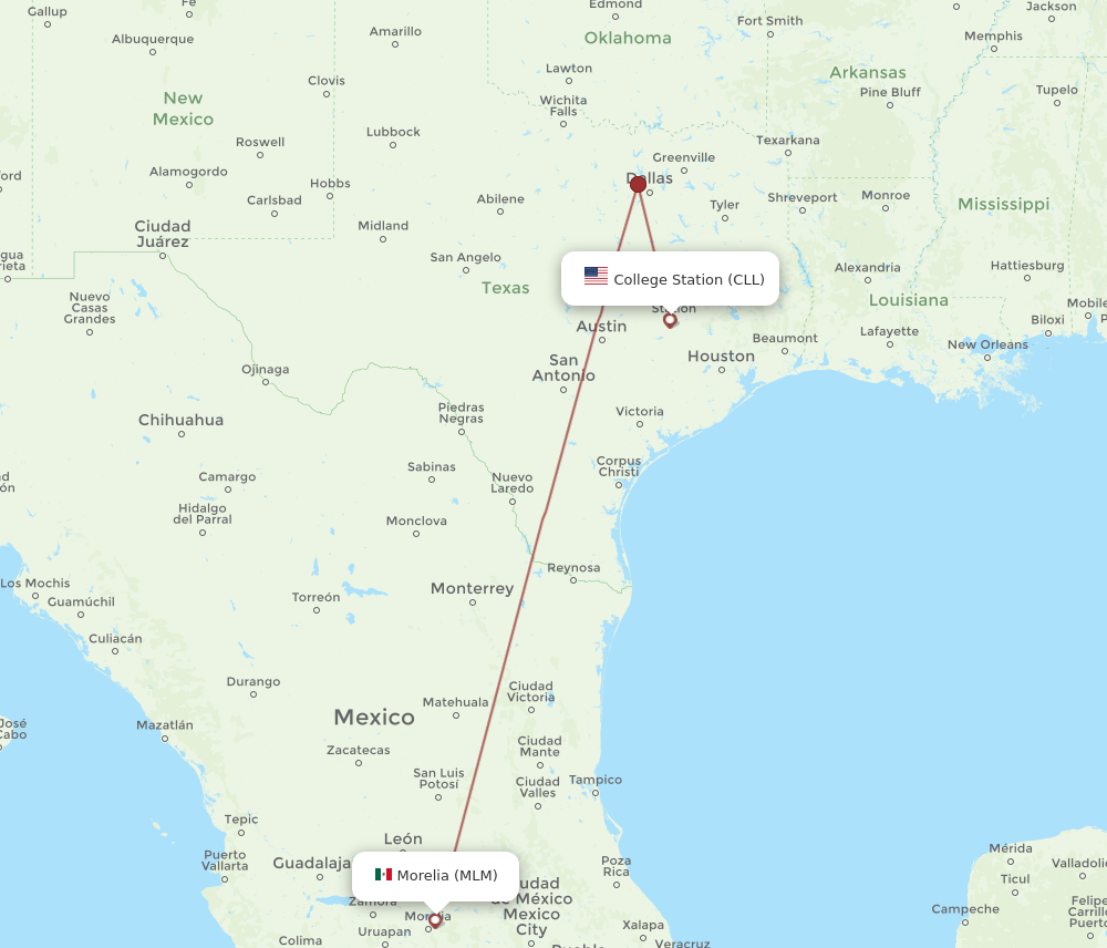 CLL-MLM flight routes