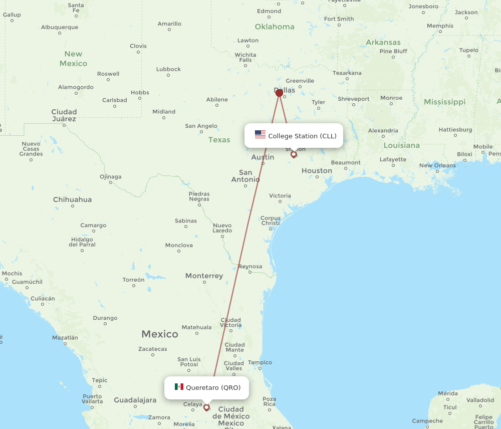 CLL-QRO flight routes