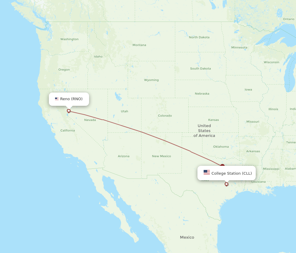 CLL-RNO flight routes