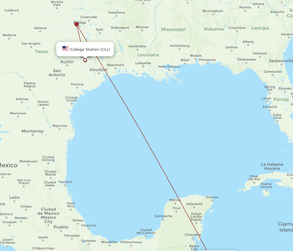CLL-RTB flight routes