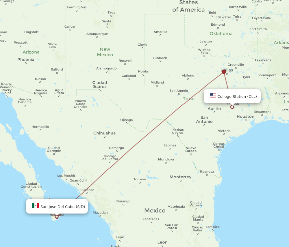 CLL-SJD flight routes