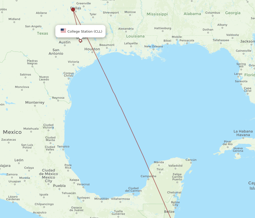 CLL-XPL flight routes