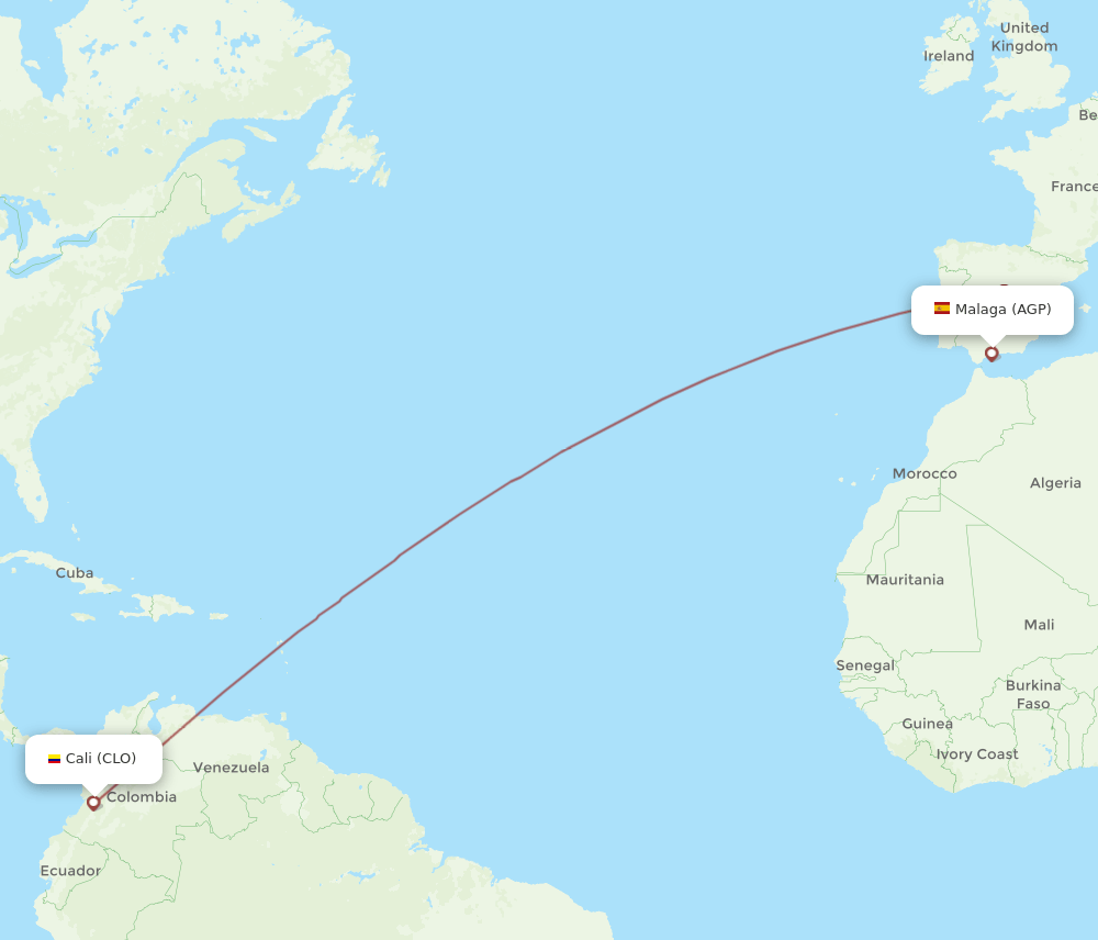 CLO-AGP flight routes
