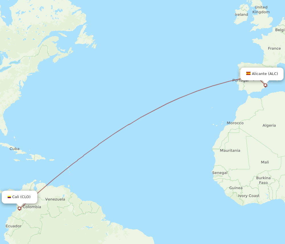 CLO-ALC flight routes