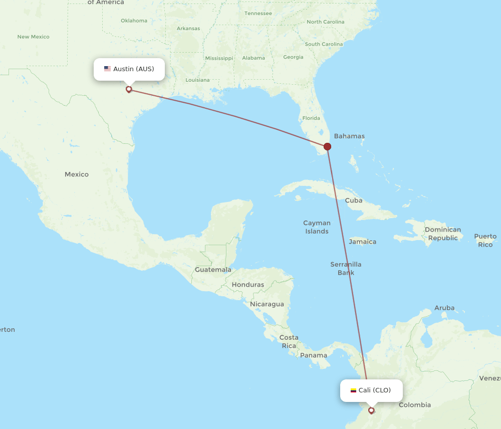 CLO-AUS flight routes