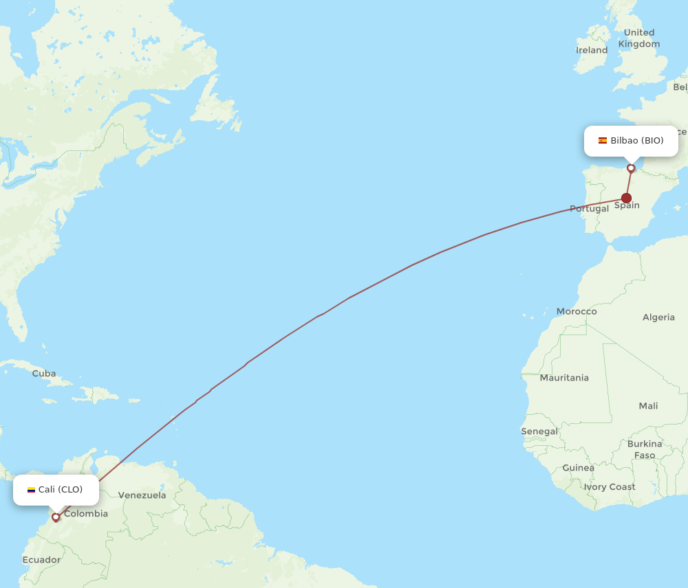 CLO-BIO flight routes