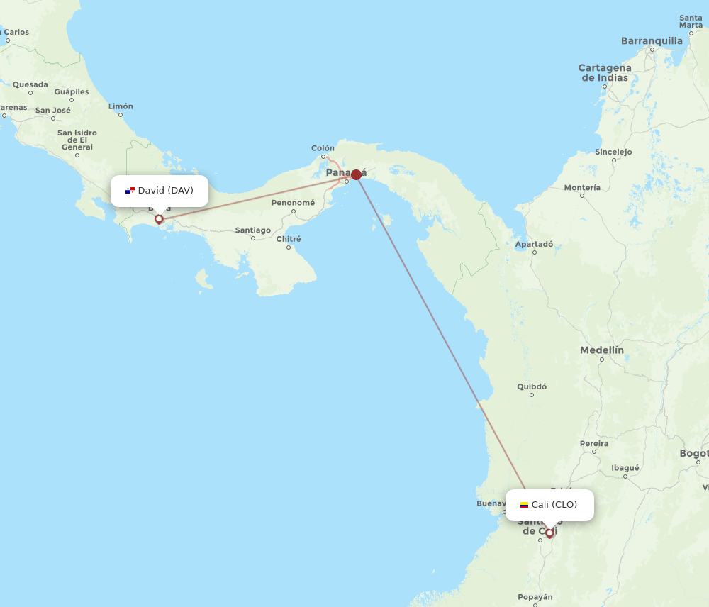 CLO-DAV flight routes