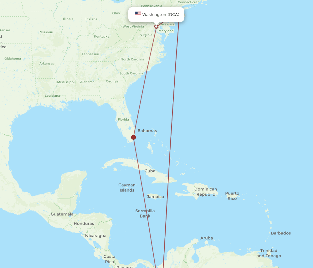 CLO-DCA flight routes