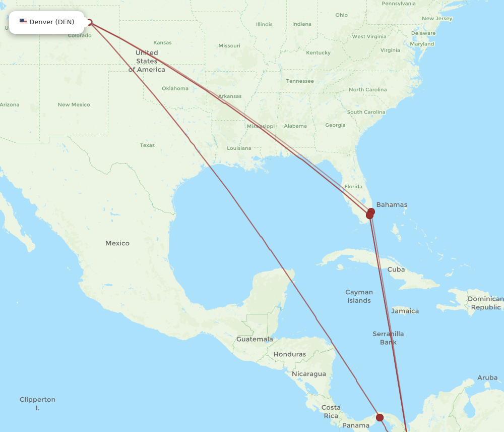 CLO-DEN flight routes