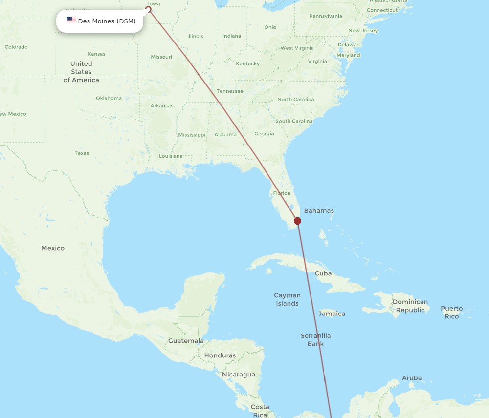 CLO-DSM flight routes
