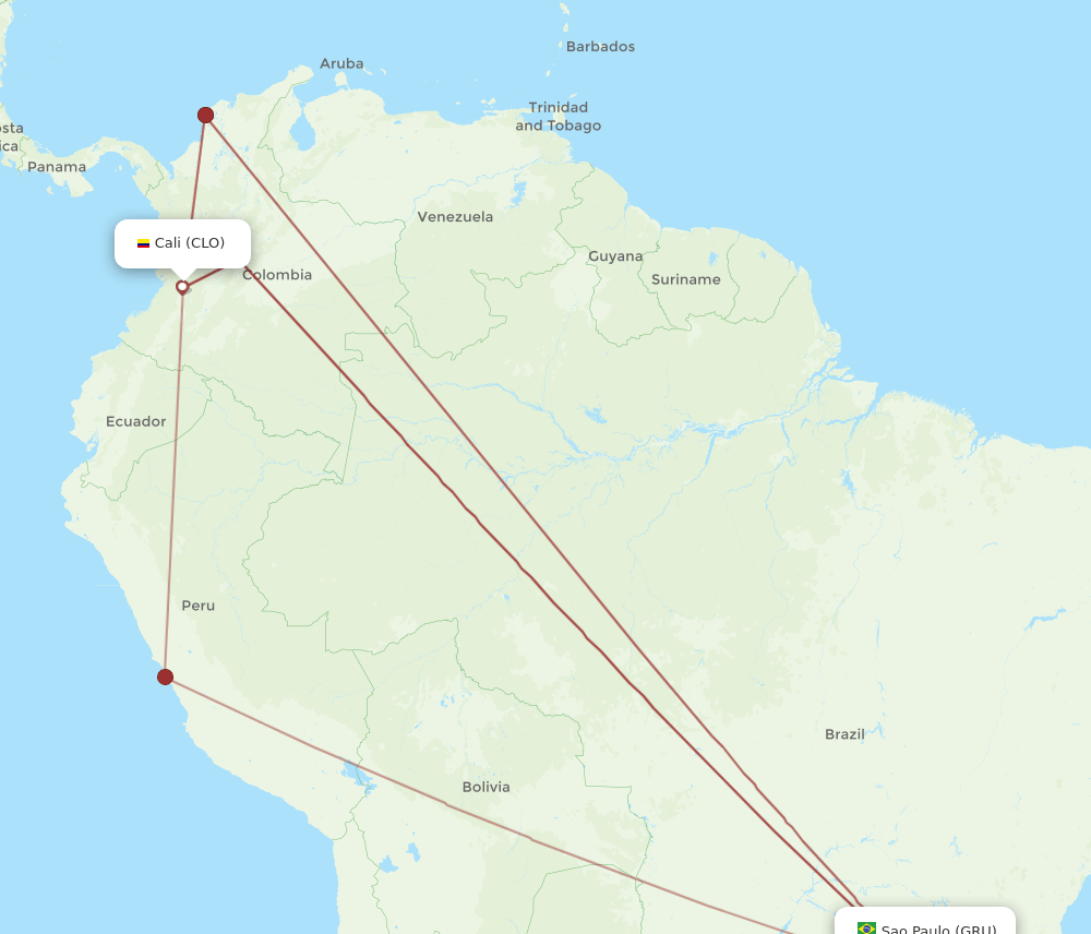 CLO-GRU flight routes