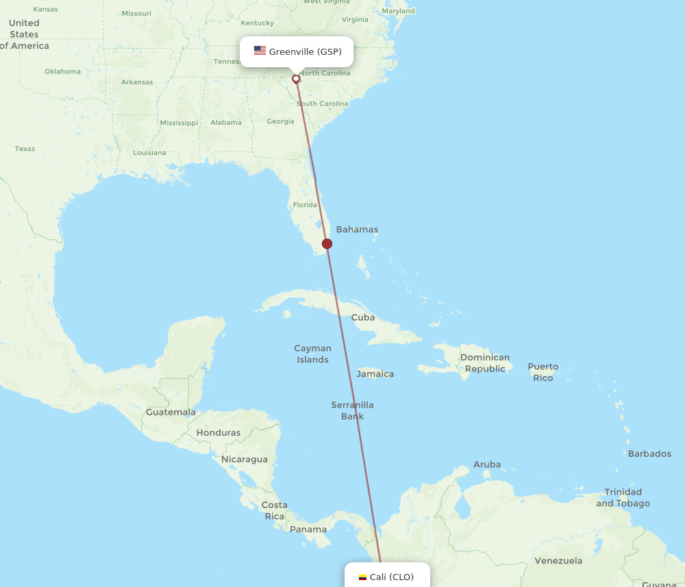 CLO-GSP flight routes
