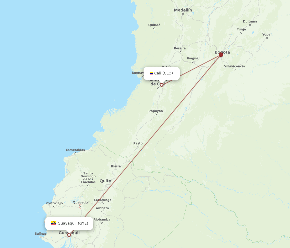 CLO-GYE flight routes