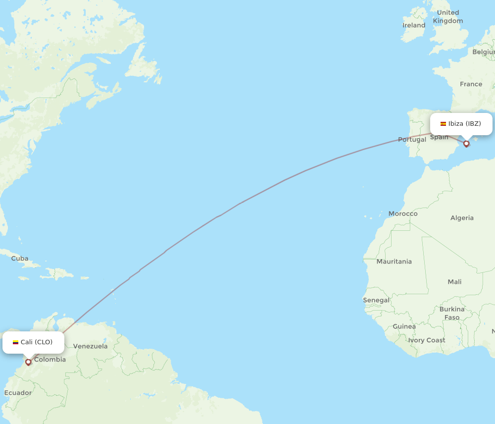 CLO-IBZ flight routes