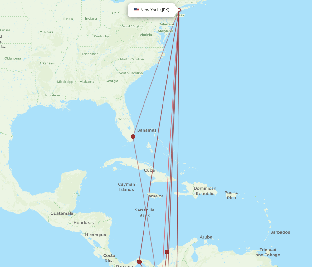 CLO-JFK flight routes