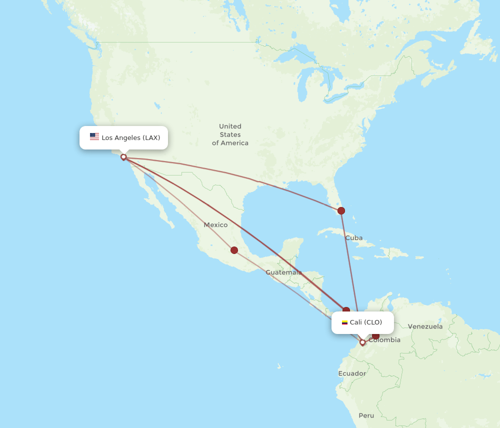 CLO-LAX flight routes