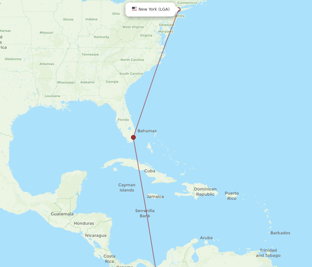 CLO-LGA flight routes
