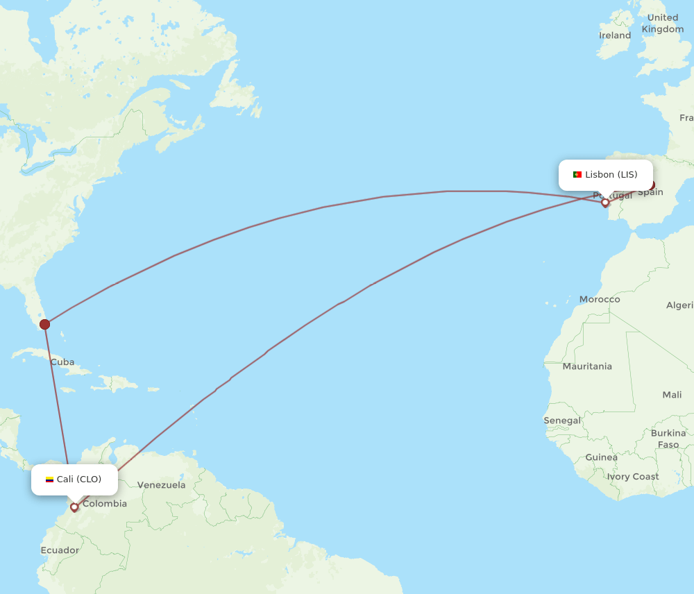 CLO-LIS flight routes