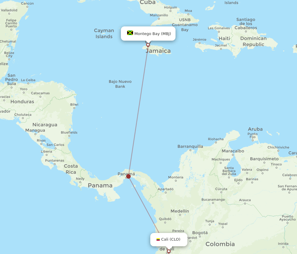 CLO-MBJ flight routes