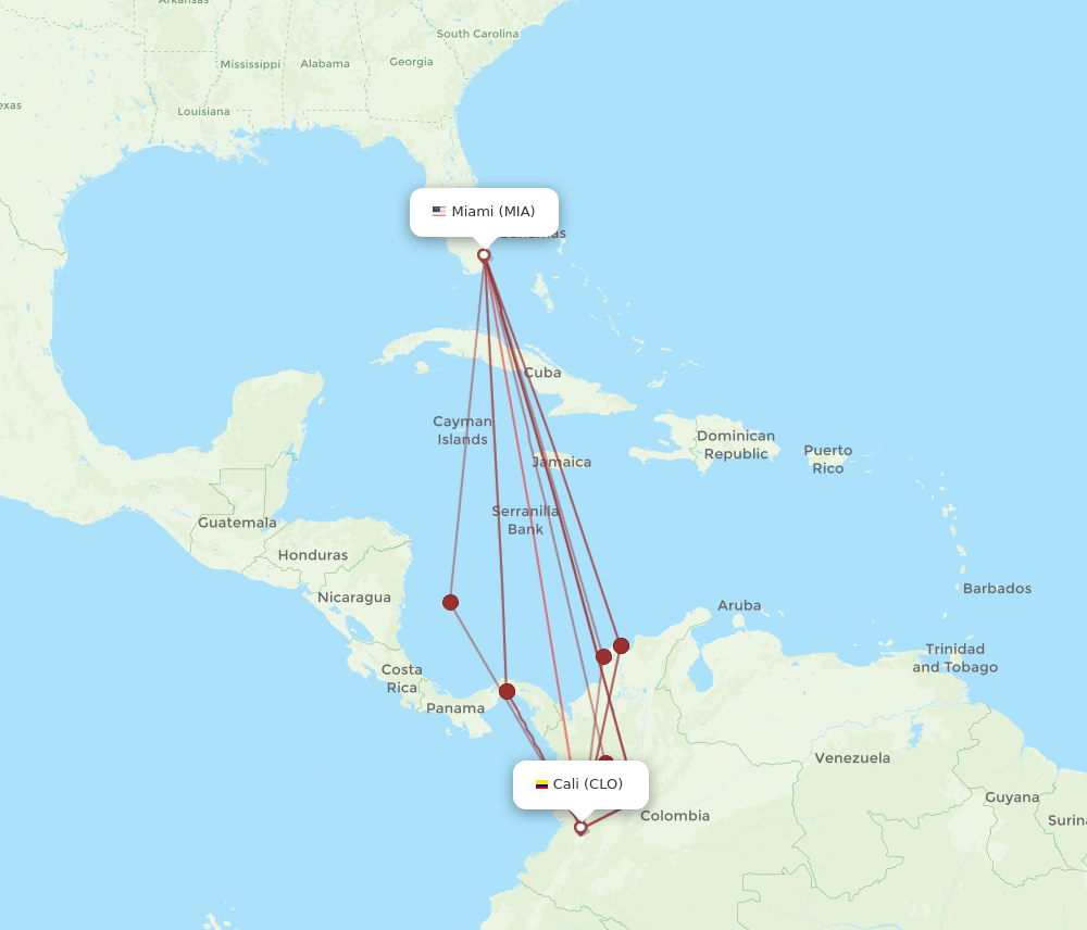 CLO-MIA flight routes