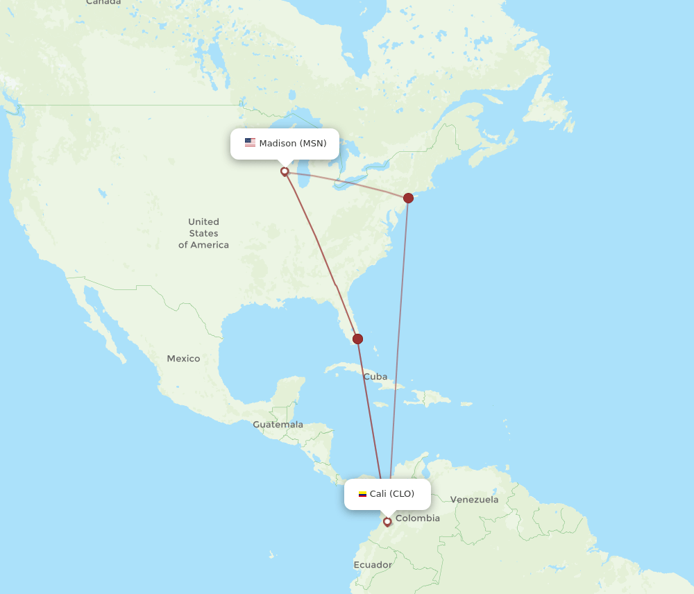 CLO-MSN flight routes