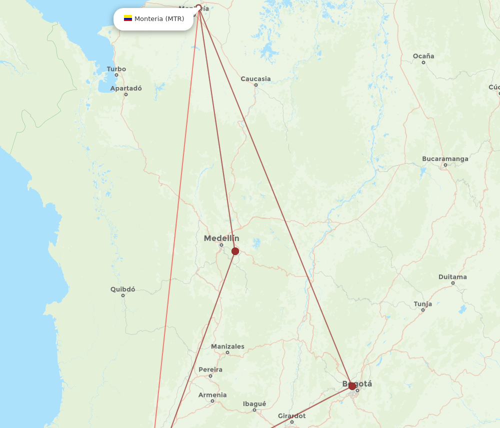 CLO-MTR flight routes