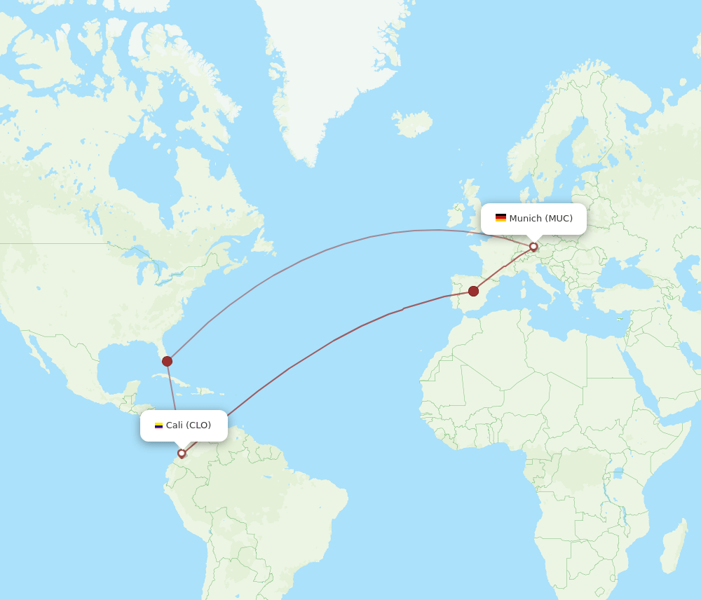 CLO-MUC flight routes