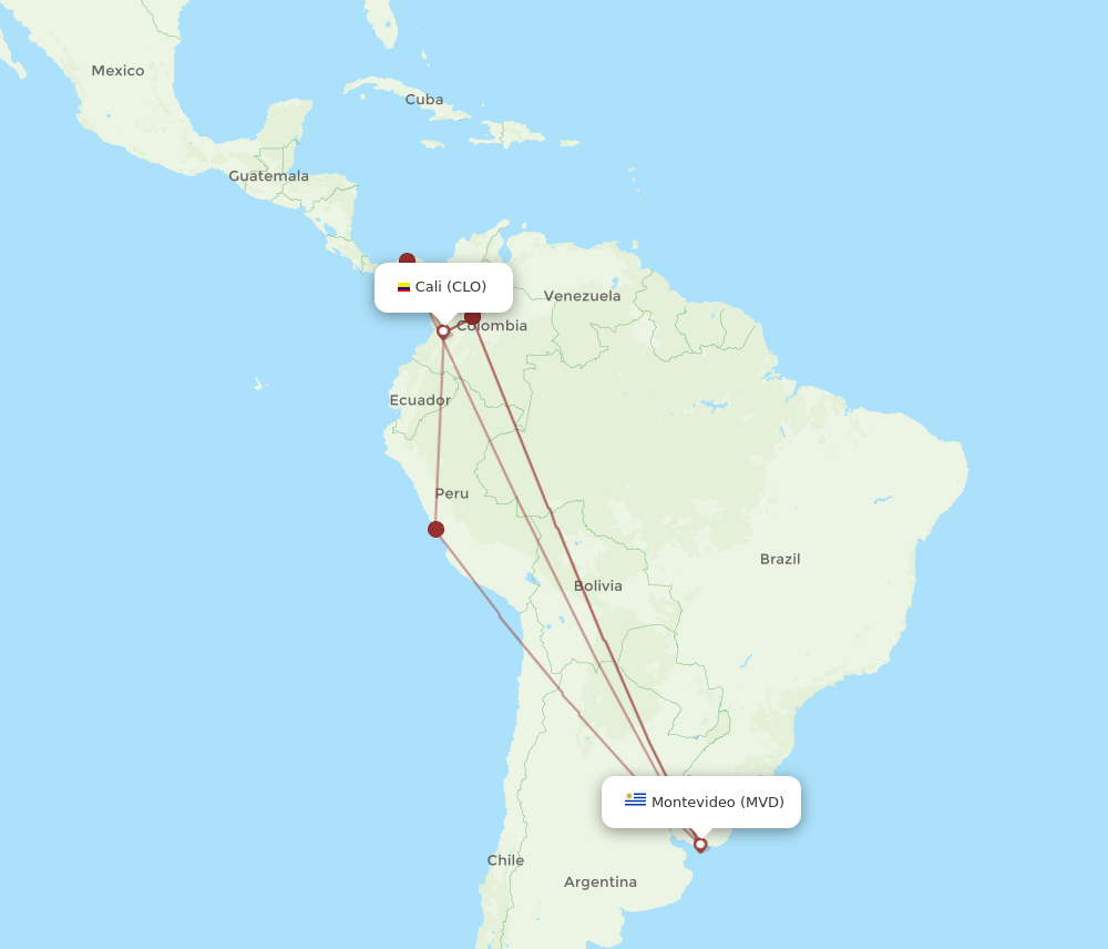 CLO-MVD flight routes