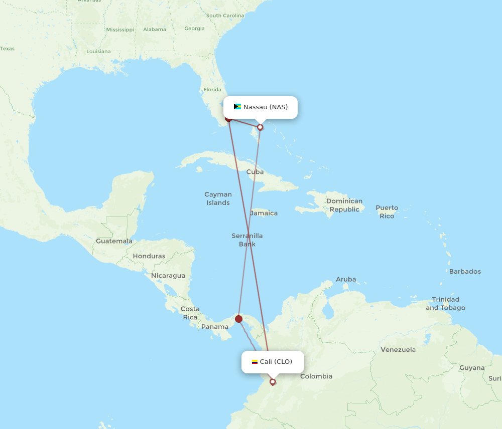 CLO-NAS flight routes