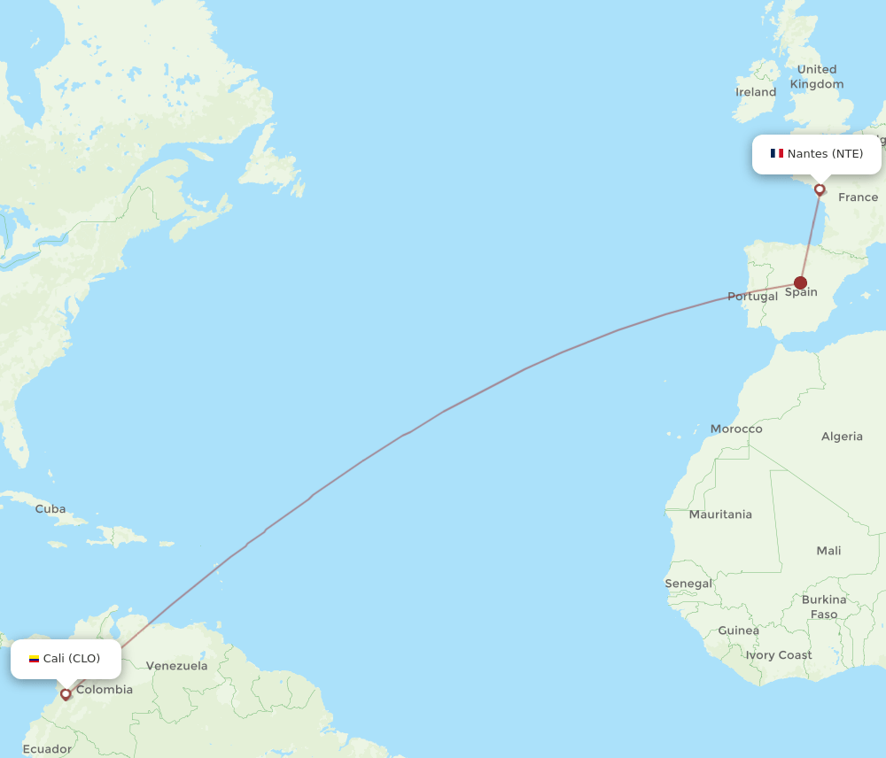 CLO-NTE flight routes