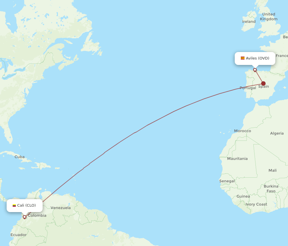 CLO-OVD flight routes