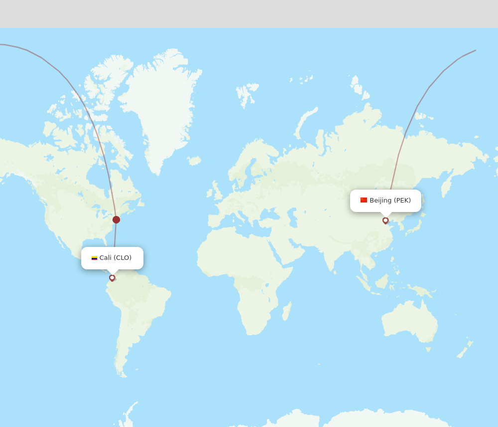 CLO-PEK flight routes