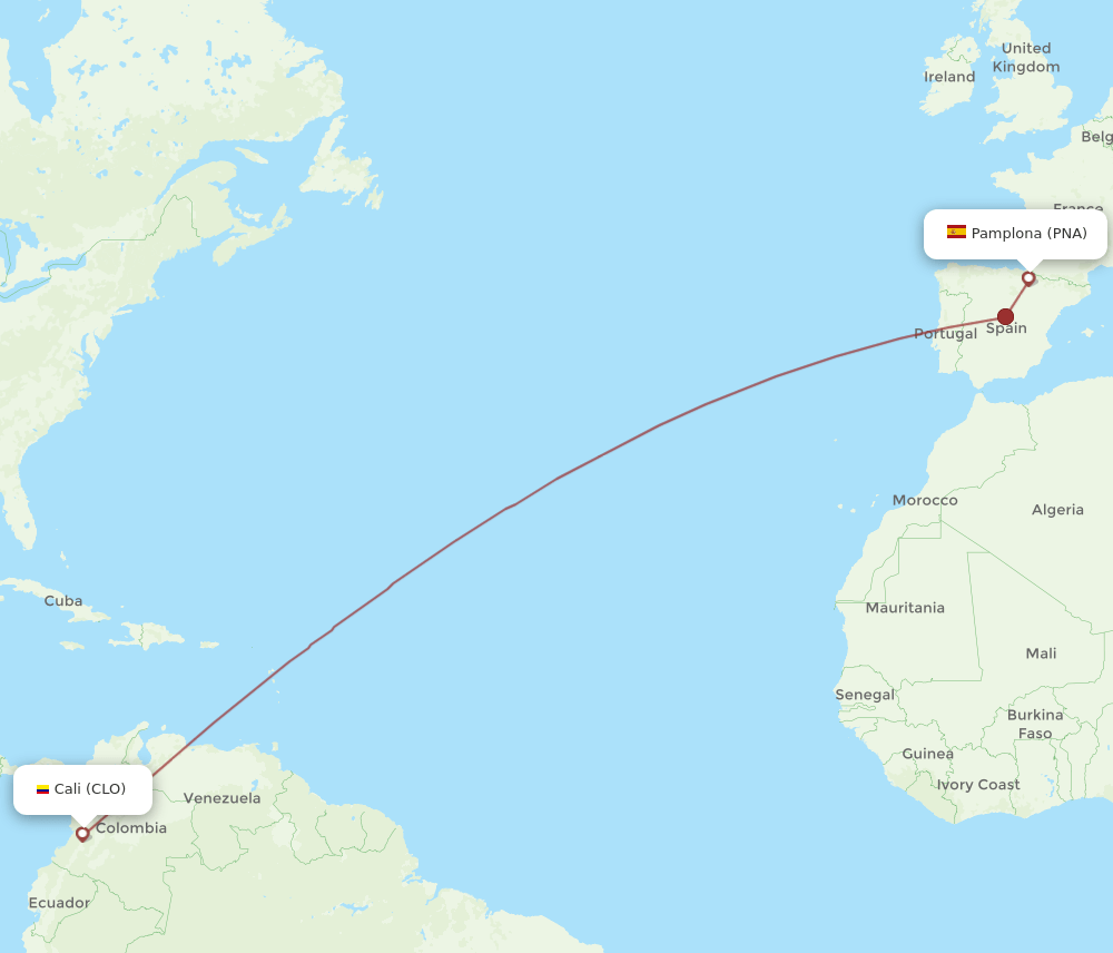 CLO-PNA flight routes