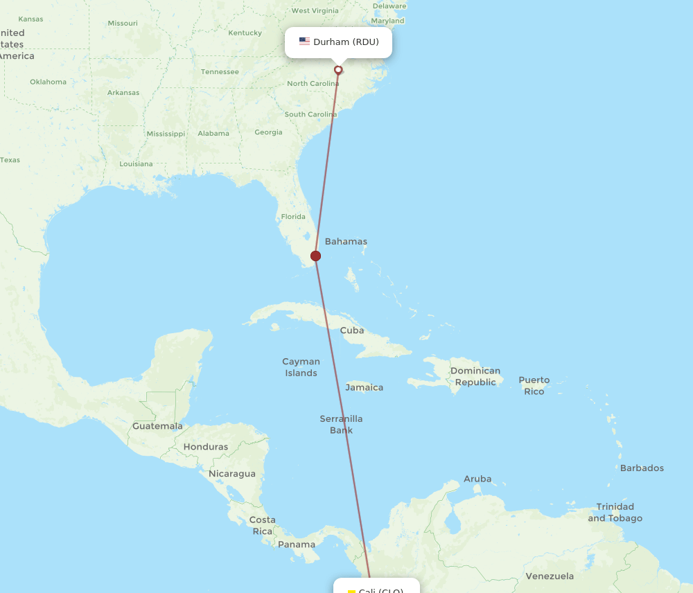 CLO-RDU flight routes