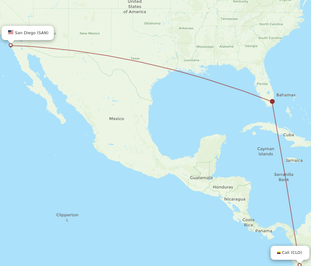 CLO-SAN flight routes