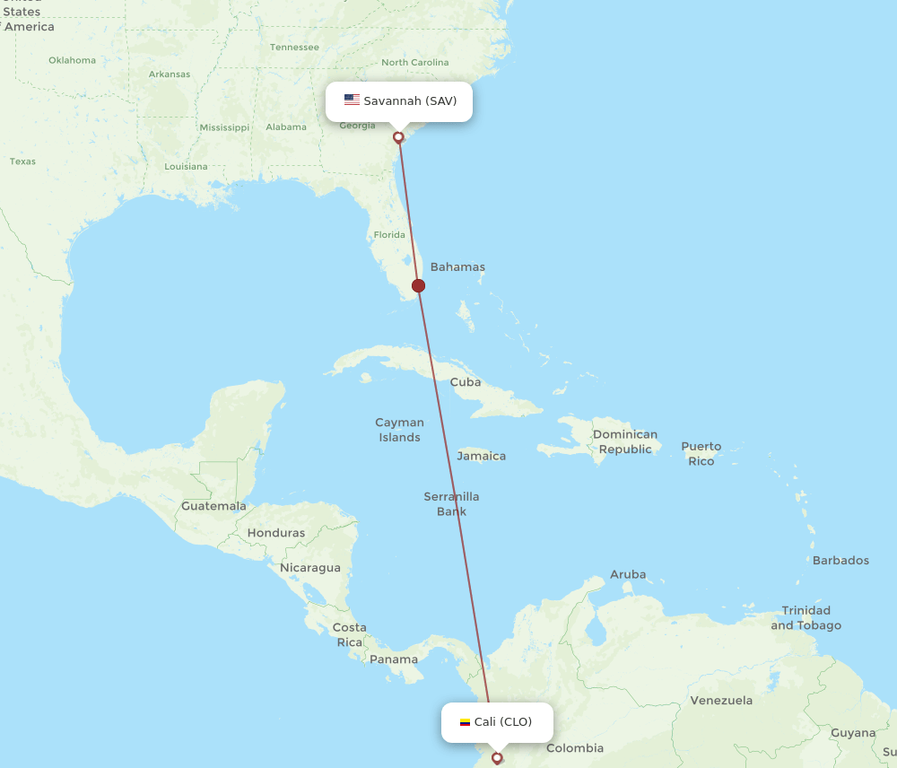 CLO-SAV flight routes