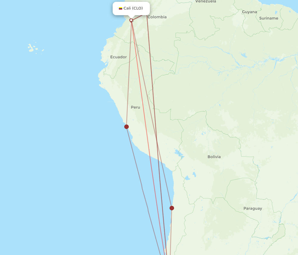 CLO-SCL flight routes