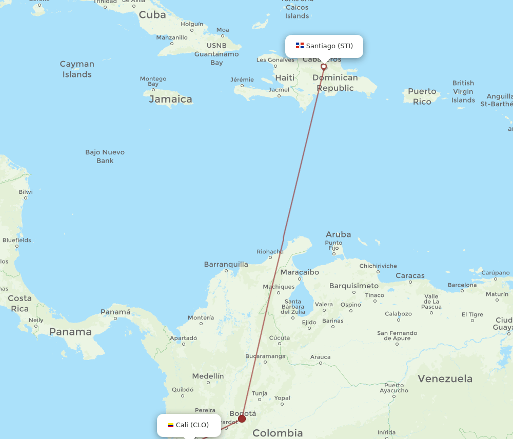 CLO-STI flight routes