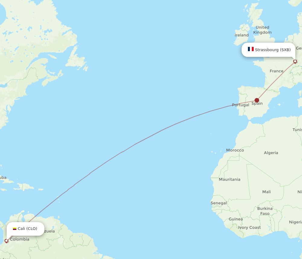 CLO-SXB flight routes